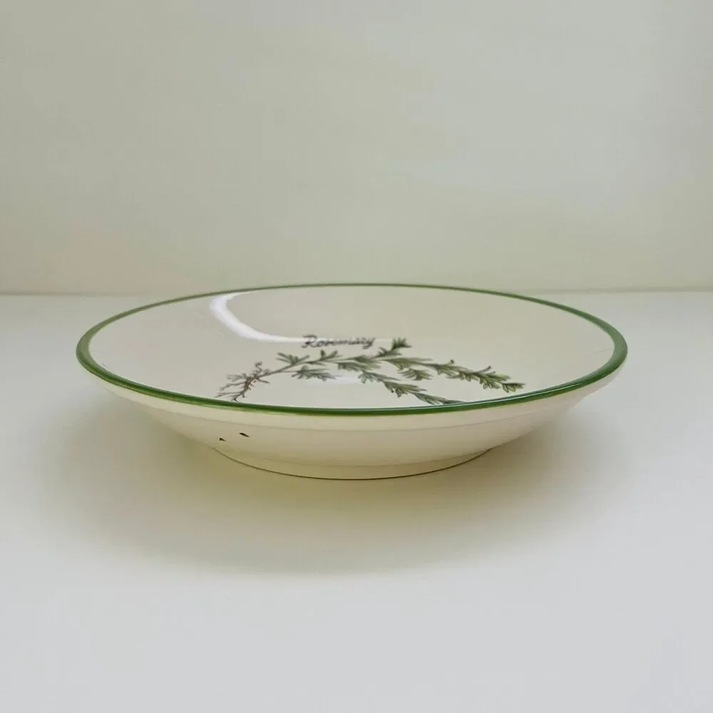 OVER AND BACK Stoneware Green Rim 
